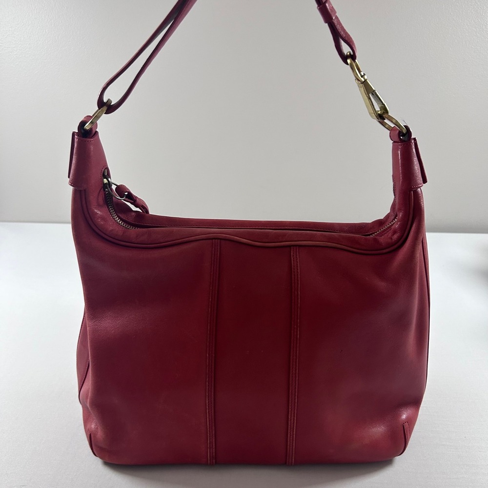 Coach Amanda 6951 Shoulder Bag Womens Red Leather Hobo Brass Vintage Y2K Boho - Picture 4 of 16